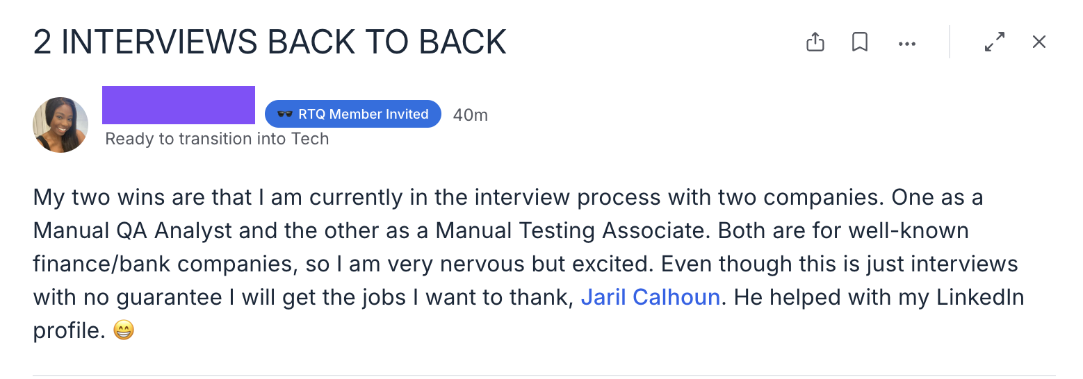 Two interviews back to back for manual QA roles