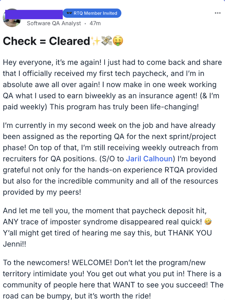 Check cleared: first tech paycheck story